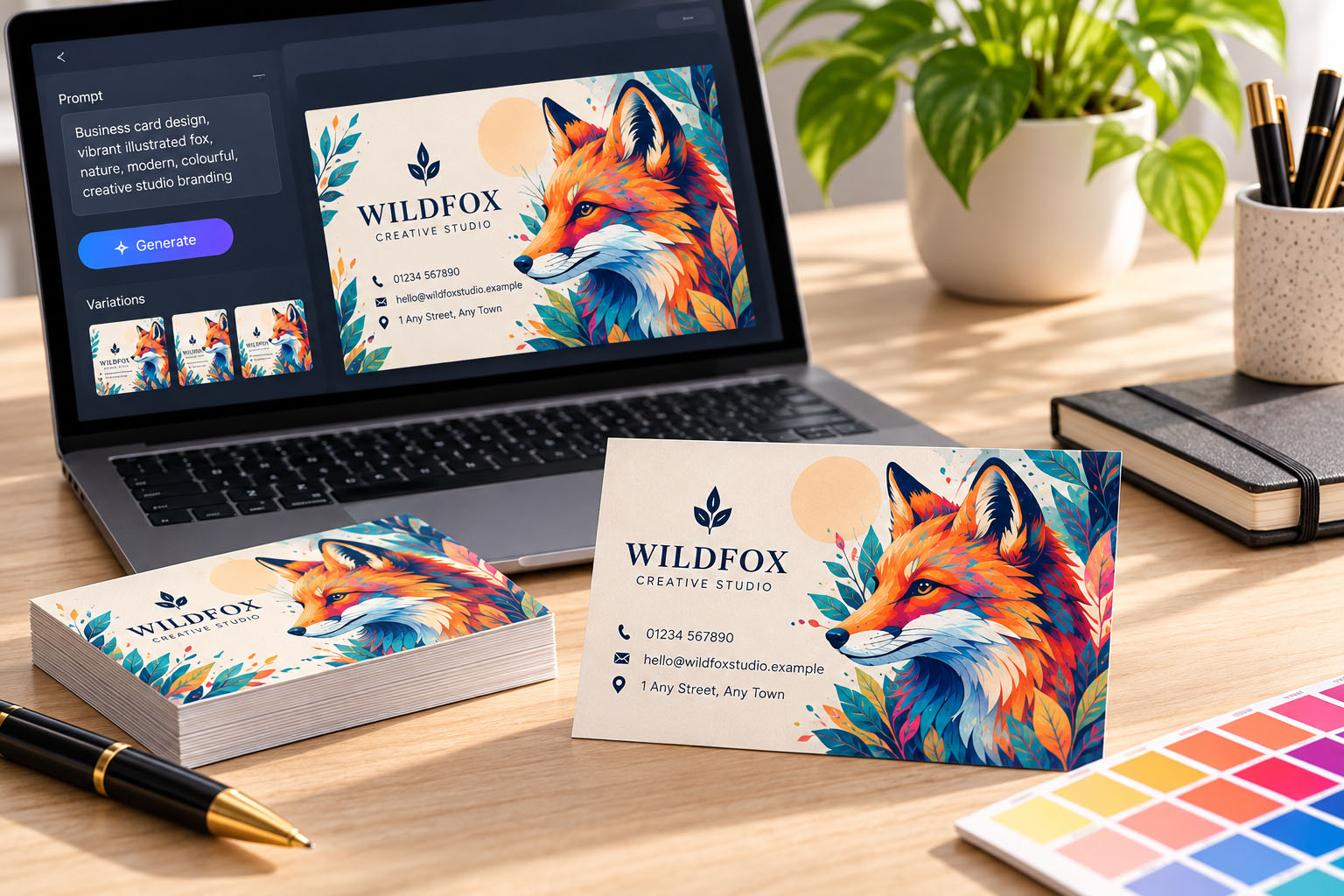 AI-generated business card artwork ready for printing