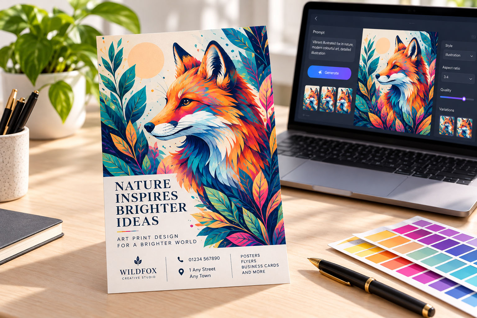 AI-generated flyer artwork ready for printing