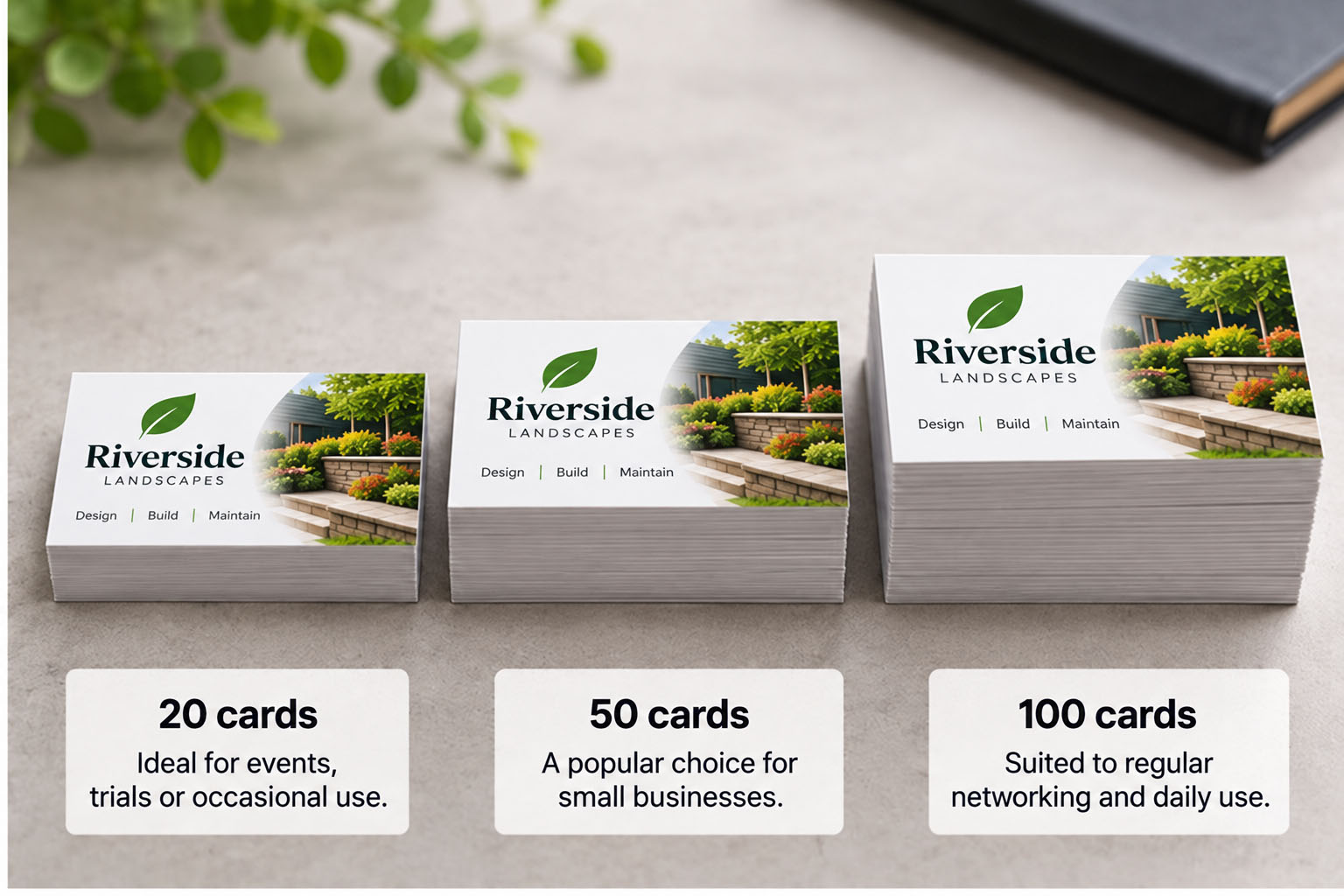 Comparison of small quantities of printed business cards
