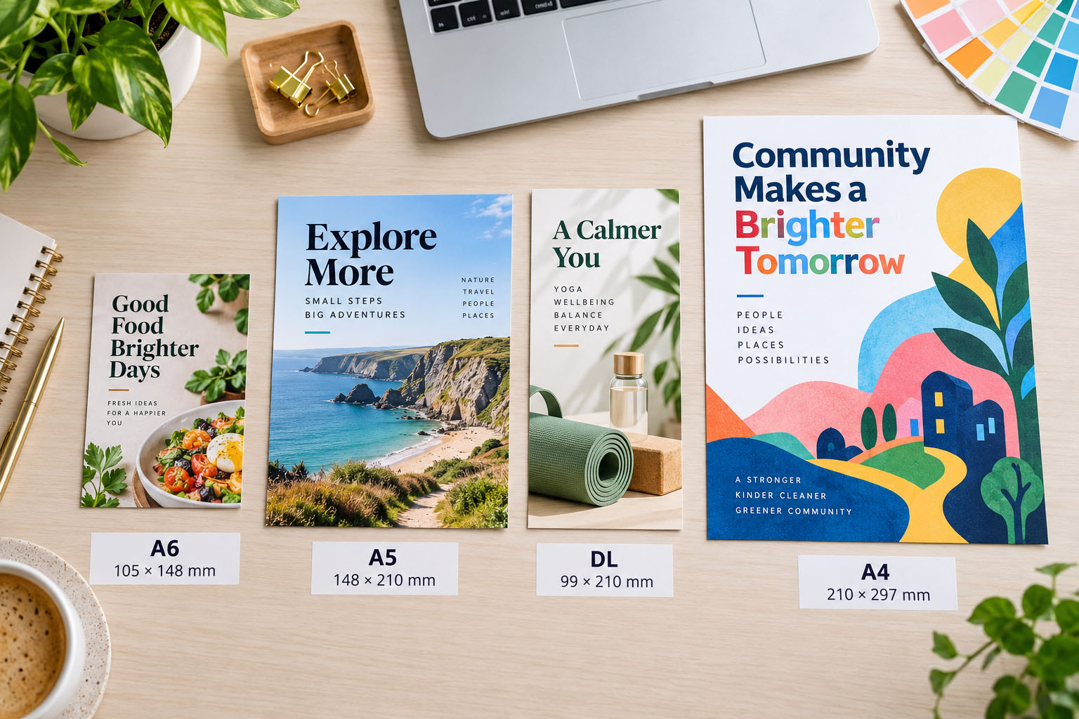Comparison of common printed flyer sizes