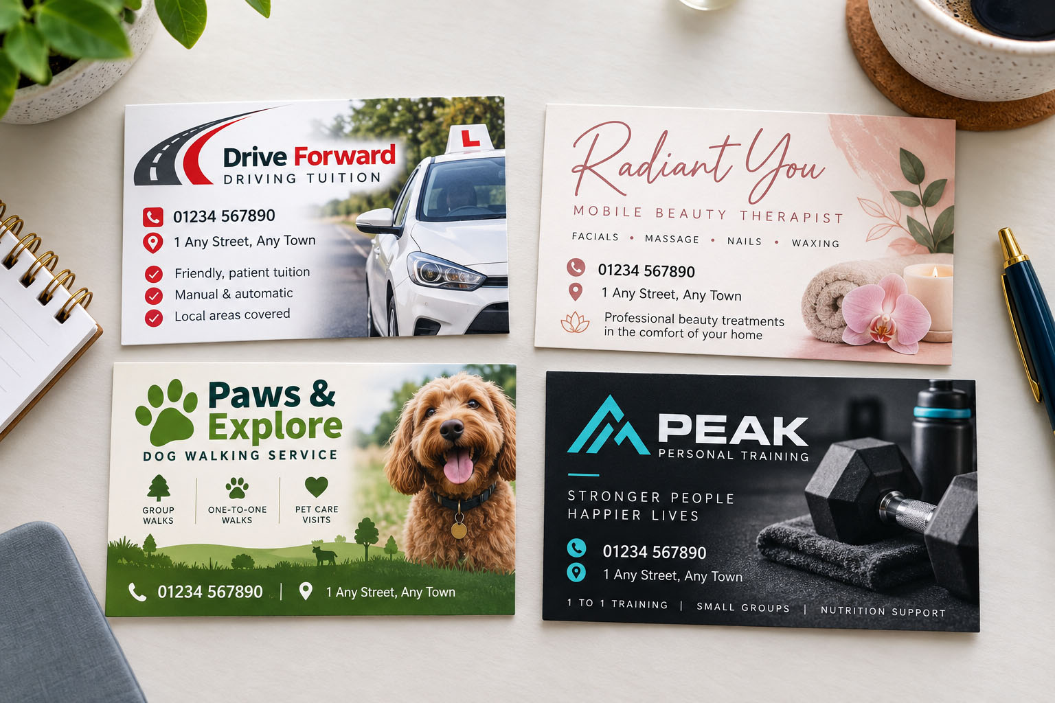 Business card examples for local service businesses