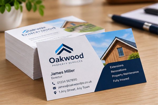Small stack of professionally printed business cards