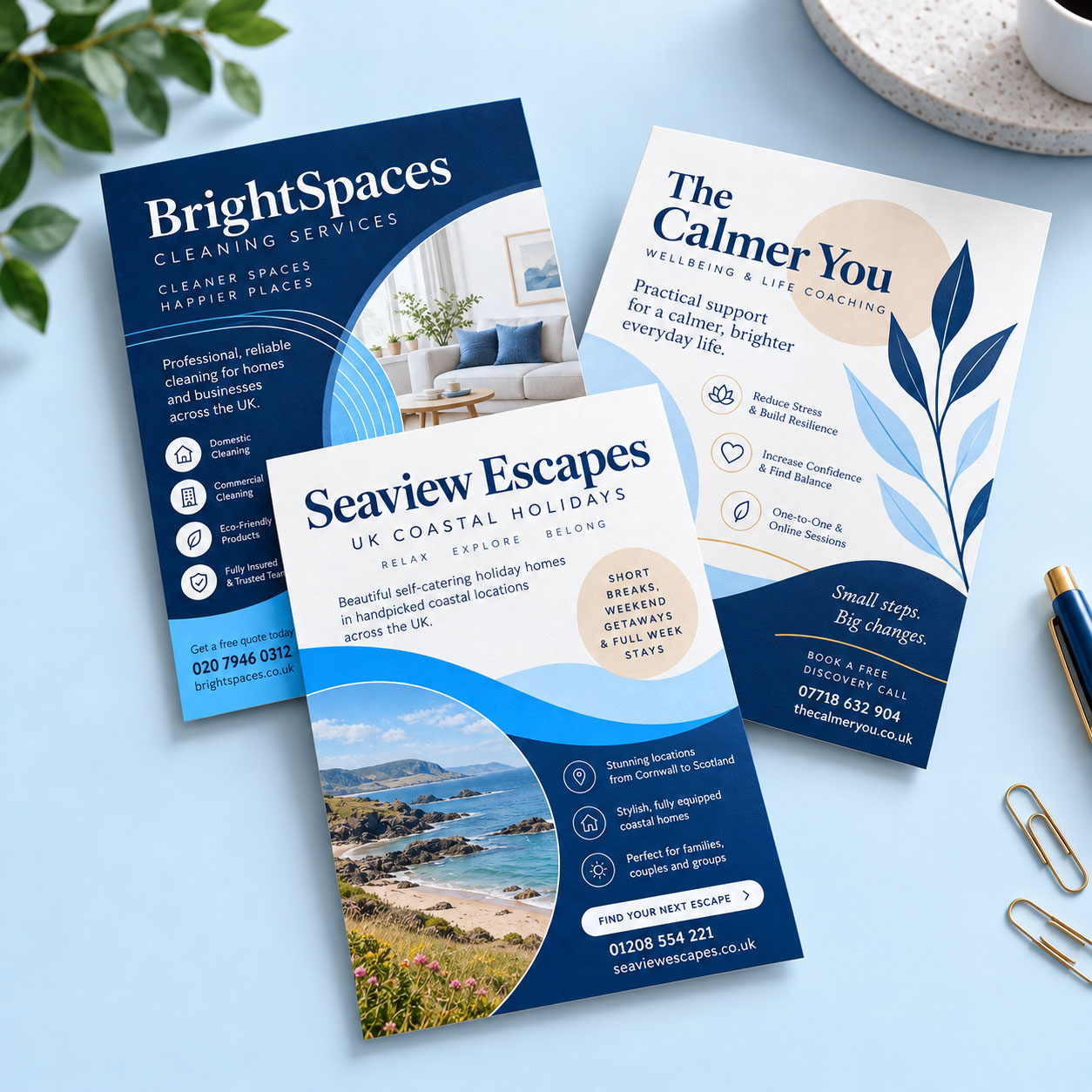 Examples of printed promotional flyers