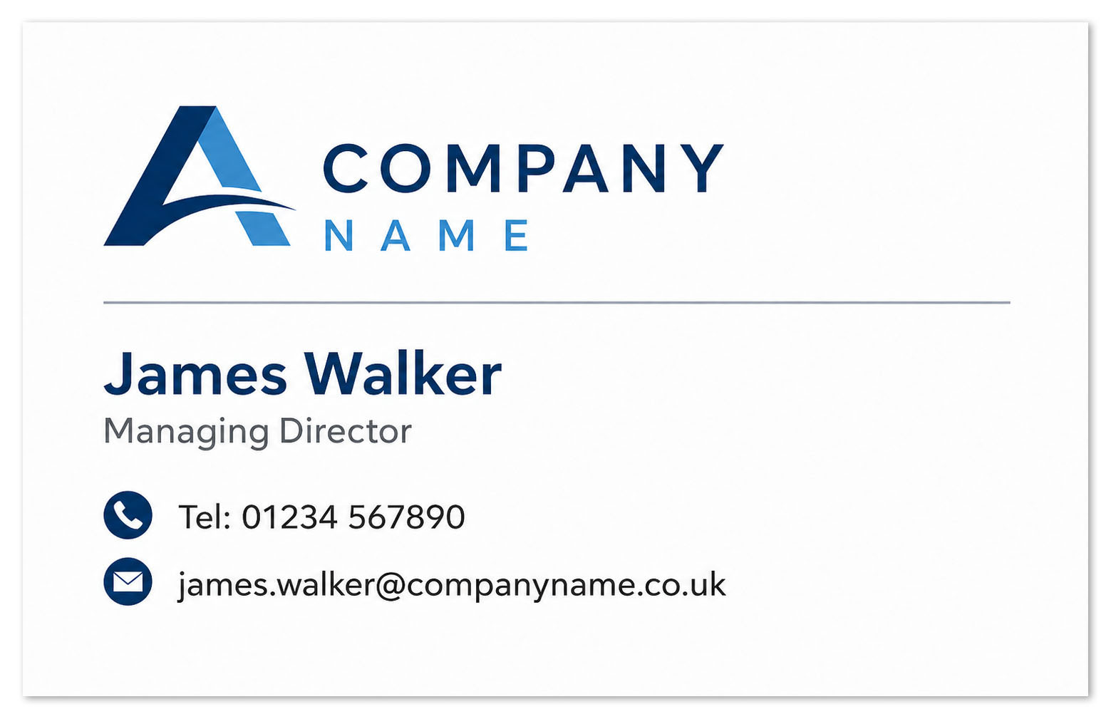 Example of a clear and well laid out business card design