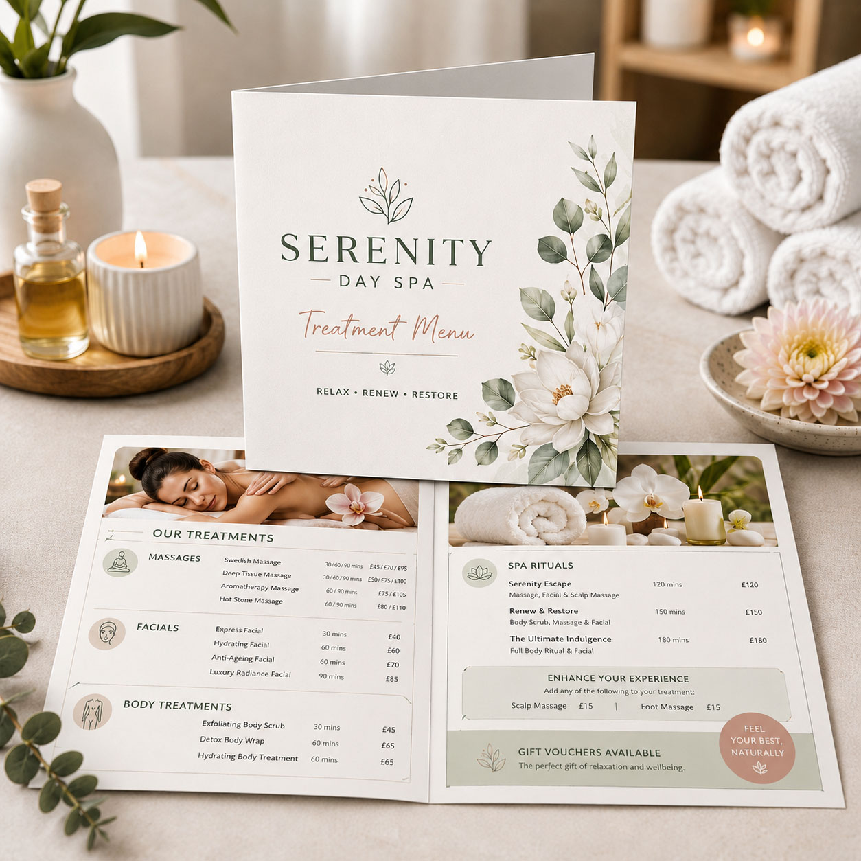 4 page 148mm square folded flyers